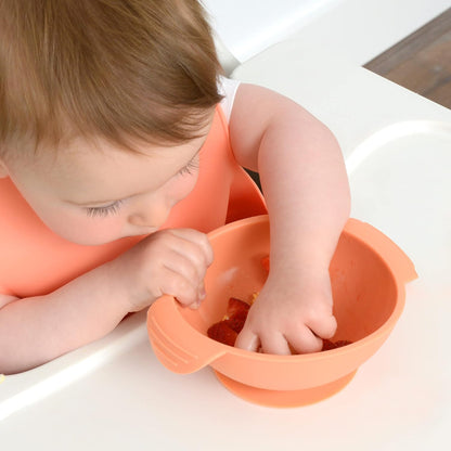 PrimaStella Unbreakable Silicone Non-Slip Bowl and Chew Spoon Set for Babies and Toddlers (Rainbow Swirl)