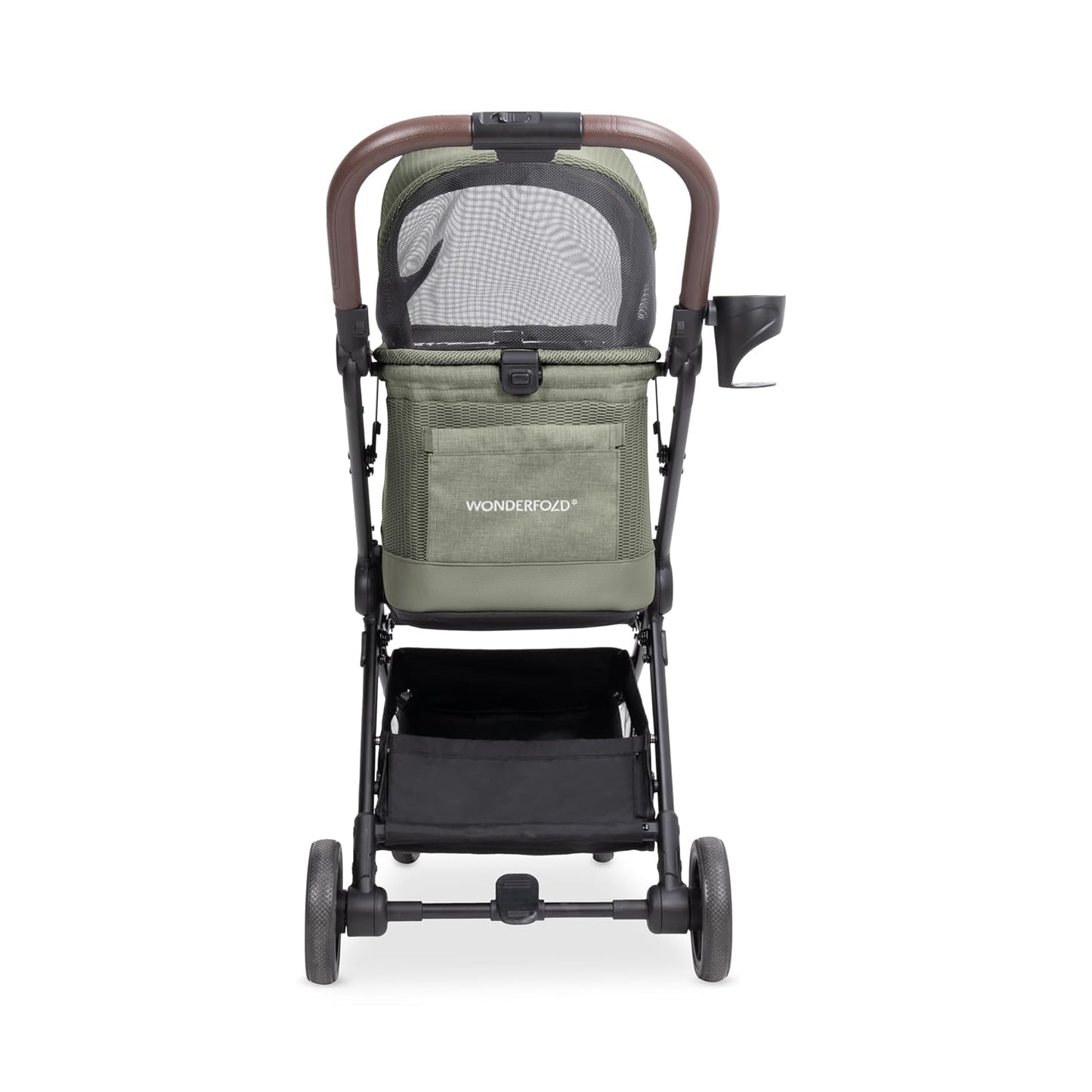 WonderFold Bella Pet Stroller - Autofold Design with Lightweight Aluminum Frame, Breathable Carriage Fabrics and Canopy, Safety Tethers & Easy-Clean Interior - Graphite Black