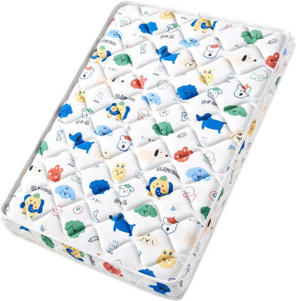 Pack and Play Mattress - 38" x 26"- Premium Knitted Fabric Safety Reinforced Play Yard Mattress - Fits for Graco & Baby Trend & Pamo Babe Playard, Firm Support and Comfort Foam，White