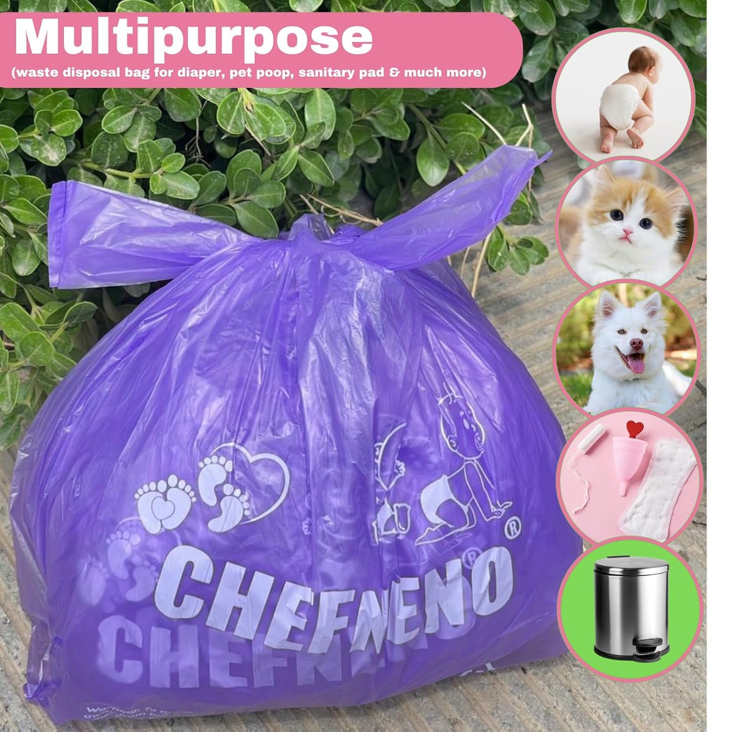 Baby Disposable Diaper Sacks (500 ct.) Fresh Baby Powder Scented Bulk Easy-Tie Diaper Sacks Nursery Trash Bags Dog Poop Bags Cat Litter Waste Bags Sanitary Pads Disposal Bags (500 Bags, Blue)