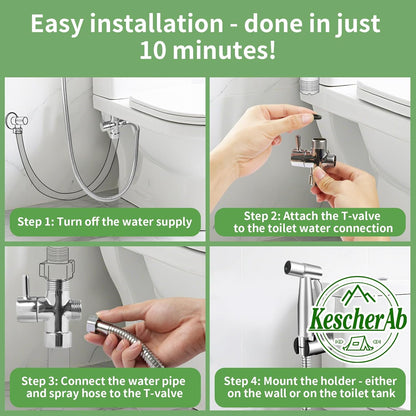 Handheld Toilet Bidet Sprayer for Toilet, Adjustable Water Pressure Control with Complete Bidet Spray Hoses Kit for Feminine Wash, Cloth Diaper Sprayer for Baby Wash