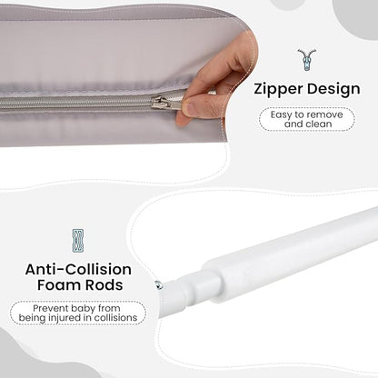INFANS Bed Rail for Toddlers, 59" Foldable Safety Baby Crib Rail Fit for Kids Twin, Extra Long Swing Down Bed Guardrail for Convertible Crib, Queen, Full, King Mattress Side Guard (Light Gray)
