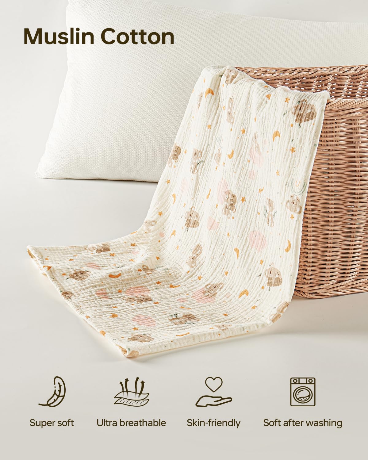 100% Muslin Cotton Car Seat Cover for Baby, Soft Breathable Car Seat Canopy, Universal Infant Carseat Cover Sun Protector, Lightweight Summer Stroller Cover for Boys Girls - Strawberry