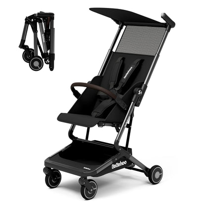 Lightweight Travel Baby Stroller, Foldable Portable Airplane Compact Umbrella Strollers for Toddler 1-3 Years (S1-Black)