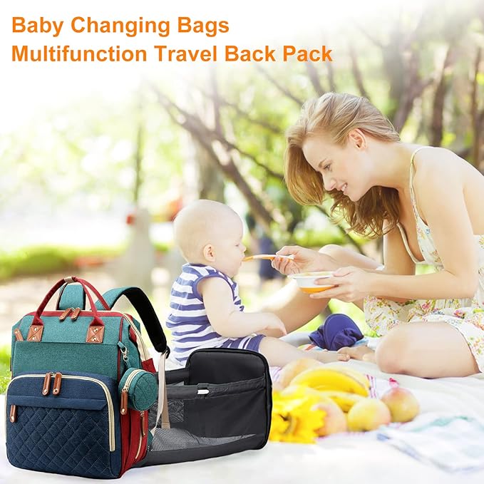 Awanhe Diaper Bag, Backpack with Changing Station, Waterproof Baby Bag for Boys & Girls, USB Charging Port for Parents, Travel Backpack Baby Essentials & Lovely Baby Shower Gifts, RGB