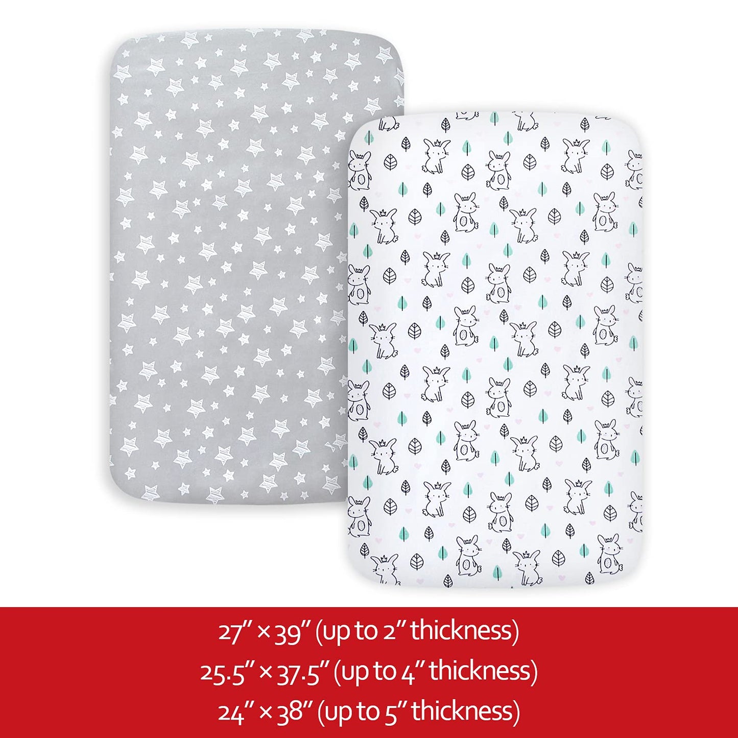 Pack and Play Sheets, 2 Pack Mini Crib Sheets, Stretchy Playard Fitted Sheet, Compatible with Graco Pack n Play, Soft and Breathable Material, Planet & Flower