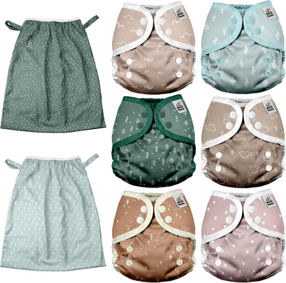 Mama Koala Reusable Adjustable Cloth Diaper Covers Size S,with 2 Pack Reusable and Washable Waterproof Pail Liners