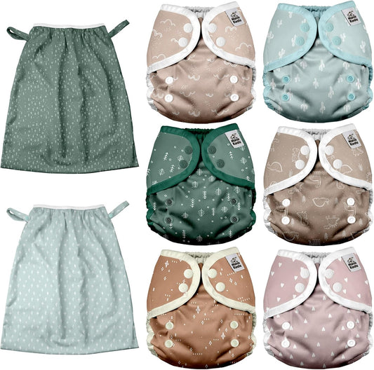 Mama Koala Reusable Adjustable Cloth Diaper Covers Size S,with 2 Pack Reusable and Washable Waterproof Pail Liners