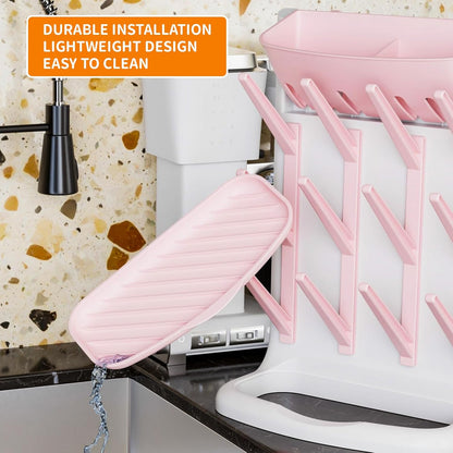 Yieach Larger Vertical Baby Bottle Drying Rack - BPA Free - Space Saving Feeding Bottles Drying Rack Holder for Countertop,Baby Bottle Holder Storage Station for Pacifiers,Pump Accessories Stand,Grey