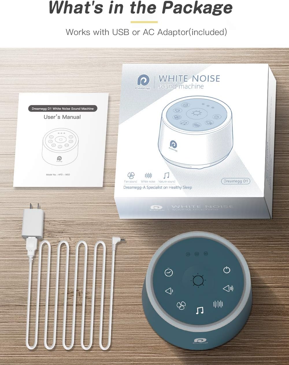 Dreamegg D1 Sound Machine Baby - White Noise Machine for Baby with Night Light, 24 High Fidelity Sounds, Timer & Memory Feature, Noise Machine with Nursery Lamps for Adults, Home, Office (White)