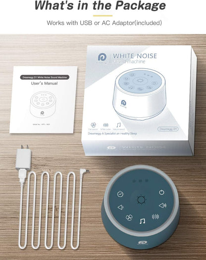 Dreamegg D1 Sound Machine Baby - White Noise Machine for Baby with Night Light, 24 High Fidelity Sounds, Timer & Memory Feature, Noise Machine with Nursery Lamps for Adults, Home, Office (White)