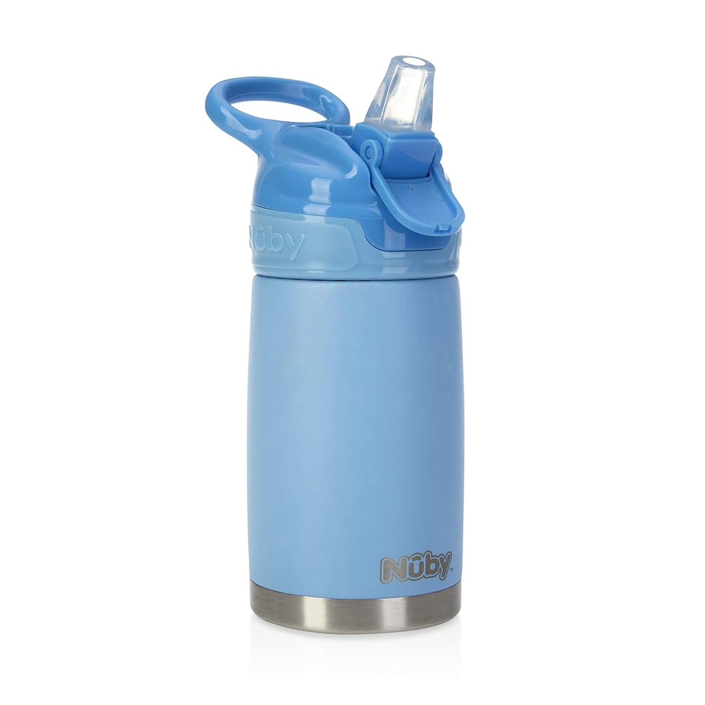 Nuby Thirsty Kids No Spill Flip-It Reflex Stainless Steel Travel Cup or Water Bottle - 10 Oz - 18+ Months - Pink - Back to School Essentials