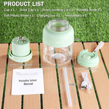 Portable Juice Cup Blender for Smoothies Shakes Fruit Crush Baby Food Maker 43oz 1300ML USB Charging Cordless Food Grade Blades Electric Smoothie Blender for Small Ice Kitchen Outdoor