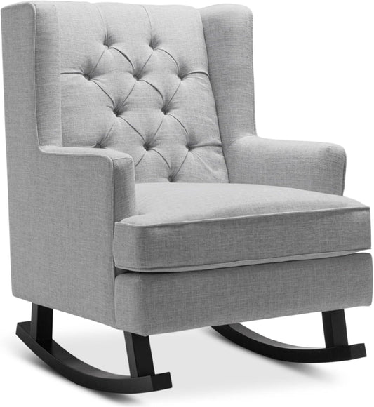 Best Choice Products Rocking Accent Chair, Tufted Upholstered Luxury Velvet Wingback for Nursery, Living Room, Bedroom w/Wood Frame - Gray