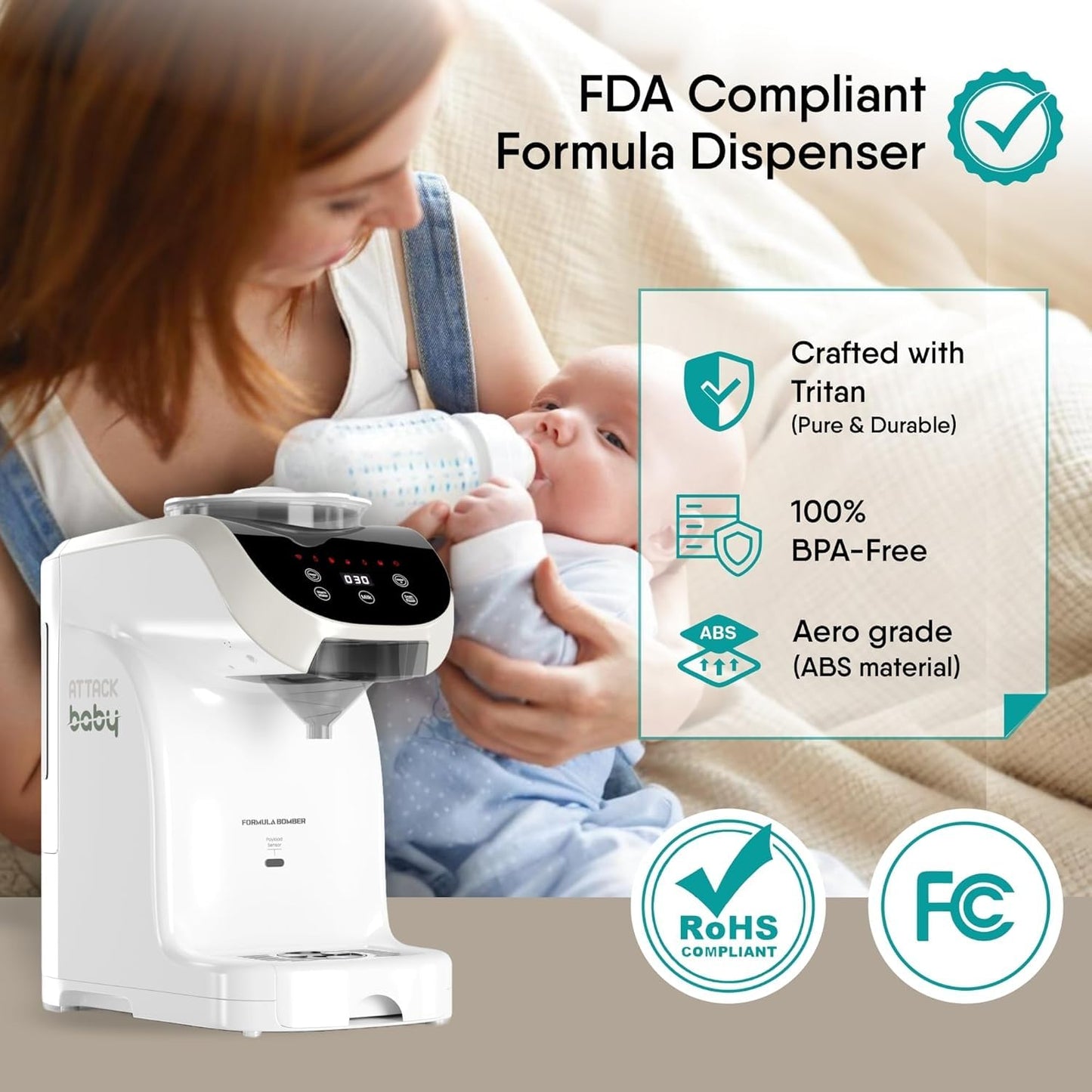 Formula Maker Machine - Upgraded Accurate WiFi Formula Dispenser with Inbuilt Sensors to Prevent Malnutrition - Instant Heating & Automatic Mixing - Quick Warm Bottle (White)