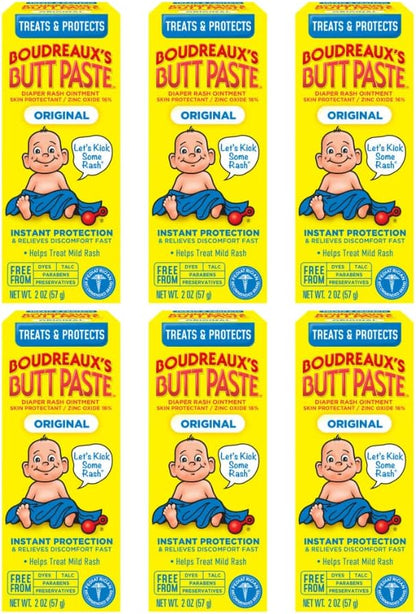 Boudreaux's Butt Paste Original Diaper Rash Cream, Diaper Cream for Baby, Fast Relief from Mild Discomfort, Pediatrician-Recommended Brand, 4 oz Tube