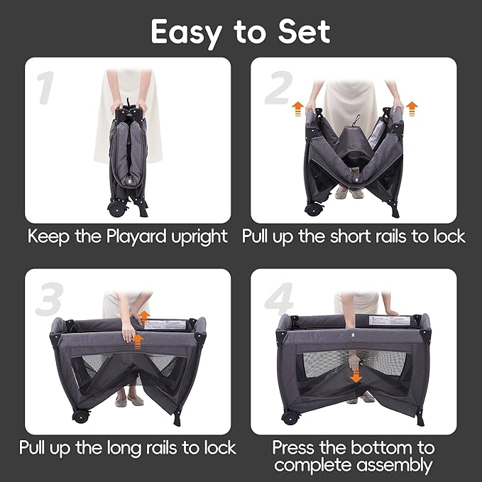Pamo Babe Pack and Play with Bassinet Baby Playpen Foldable Playard with Changing Table Portable 4 in 1 Baby Playard