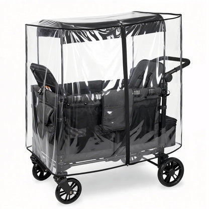 Rain Cover for WonderFold W4 Wagon Original,Elite, Luxe – Waterproof & Windproof Stroller Accessories – Full Coverage Clear Shield with Side Zipper