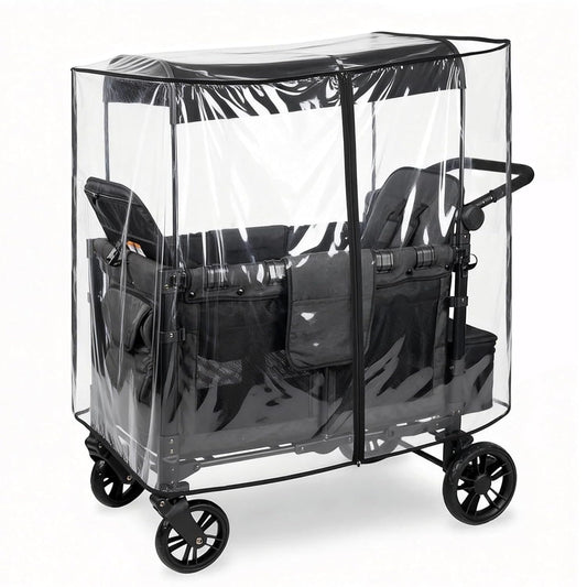 Rain Cover for WonderFold W4 Wagon Original,Elite, Luxe – Waterproof & Windproof Stroller Accessories – Full Coverage Clear Shield with Side Zipper