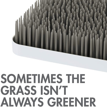 Boon Grass Plastic Drying Rack - Modern Countertop Baby Bottle Organizer - 9.75 x 9.88 x 3.0 inches - Gray