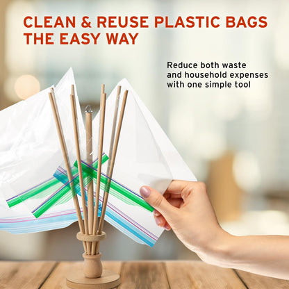 Plastic Bag and Bottle Dryer - Patented; Multi-Purpose Drying Rack Saves Money and the Planet. Folds for Easy Storage