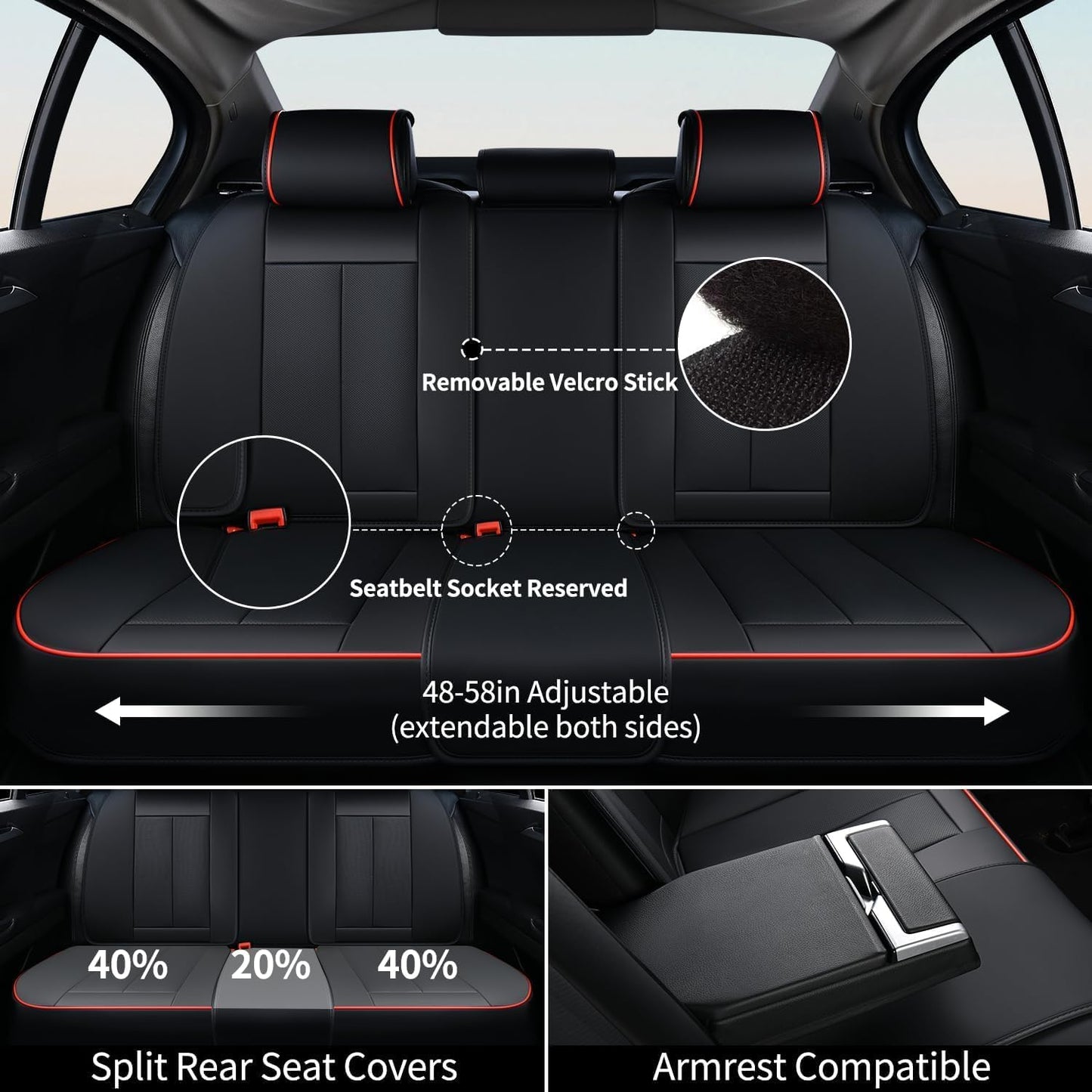 FLORICH Car Seat Covers Full Set, Automotive Seat Covers, Black Car Seat Cover, Waterproof Seat Protectors Universal fit for Car Truck Van SUV - Black
