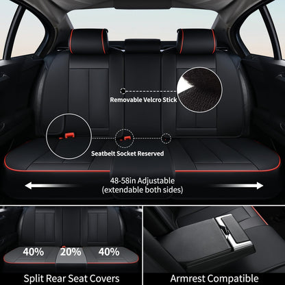 FLORICH Car Seat Covers Full Set, Automotive Seat Covers, Black Car Seat Cover, Waterproof Seat Protectors Universal fit for Car Truck Van SUV - Black
