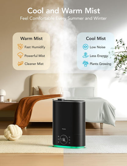 GoveeLife 7L Humidifiers for Bedroom, Smart Top-Fill Cool & Warm Mist Humidifier Large Room, Auto Mode, 70H Quiet Runtime for Baby Plants Nursery, App & Voice Control, RGB Nightlight, Humidity Sensor
