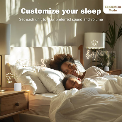 2-Pack Sync Stereo, Paussion Portable Mini Noise White Sleep Sound Machine for Adults Kids Baby 25 Soothing Songs, Auto Timer, Perfect for Travel, Home, Office Privacy