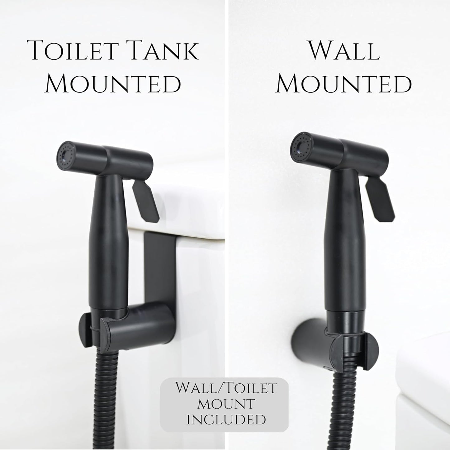 Handheld Toilet Bidet Sprayer — Adjustable Water Pressure, with Hose, Feminine & Pet Wash Kit, Bathroom Hygiene Attachment for Cloth Diaper Cleaning (Quick Install, Stainless Steel)