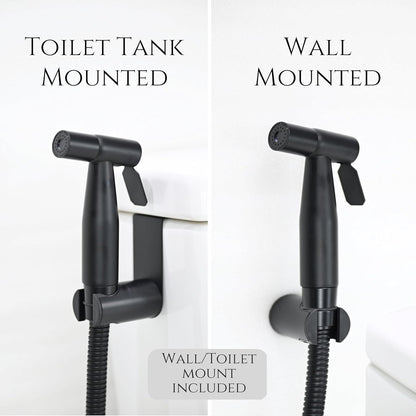 Handheld Toilet Bidet Sprayer — Adjustable Water Pressure, with Hose, Feminine & Pet Wash Kit, Bathroom Hygiene Attachment for Cloth Diaper Cleaning (Quick Install, Stainless Steel)