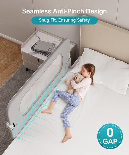Bed Rail for Toddlers, Baby Bed Rail Guard with U-Shape Base, Height Adjustable & Foldable Toddler Bed Rails for Full Size, Queen, King, Twin (Grey, 33in)