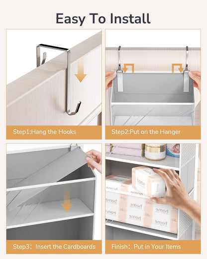 ULG 1 Pack Over Door Organizer with 5 Large and 10 Mesh Side Pockets, 44 lbs Weight Capacity Hanging Storage with Clear Window Kids Toys, Shoes, Diapers, Dark Grey, 5 Layers