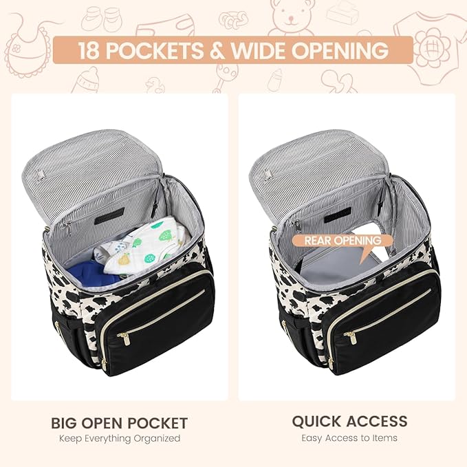 LOVEVOOK Diaper Bag Backpack Large Capacity Baby Bag with Portable Changing Pad, Multifunction Baby Travel Backpack