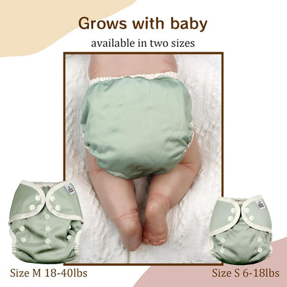Mama Koala Reusable Adjustable Cloth Diaper Covers with Double Gusset for Girls and Boys, Snap Closure, Size M(Simply Neautrals)