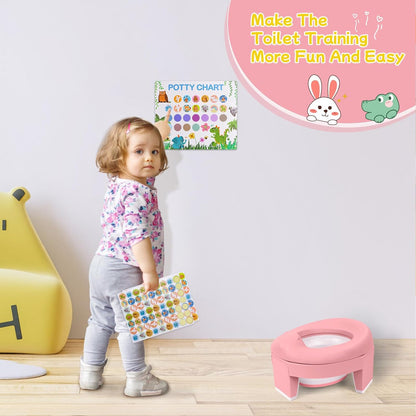 MCGMITT Potty Training Toilet Seat for Toddlers Boys Girls, Portable Baby Toilet Folding Kids Potty Chair Cover with Splash Guard for Travel, Including 3 Non-Slip Feet and Storage Bag (Blue)
