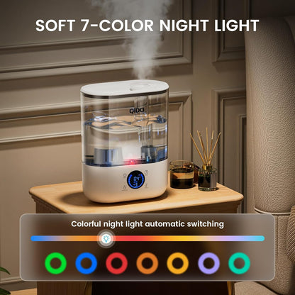 COMHOMA Top Fill Humidifiers for Bedroom, 5L Tank for Large Room, Easy to Fill & Clean, 28dB Quiet Cool Mist Air Humidifier for Home Baby Nursery & Plants, Touch/APP/7-color Nightlight, 36H, White