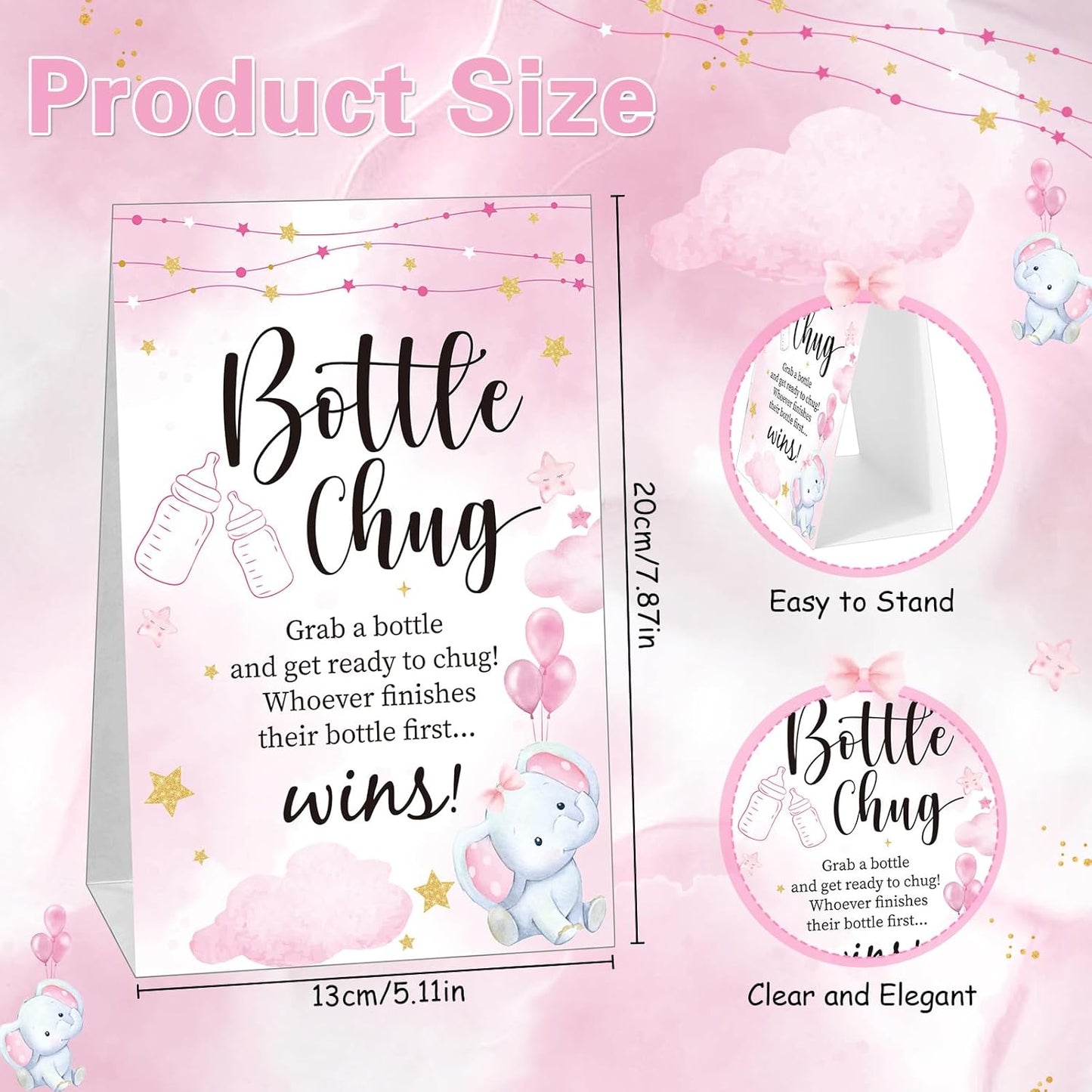 TrelaCo Bottle Chug Baby Shower Game 20 Pcs Baby Bottles Shower Favor with 1 Greenery Theme Sign for Gender Reveal Party Supplies Gifts(Green)
