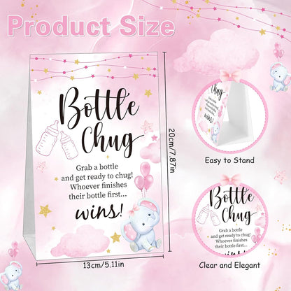 TrelaCo Bottle Chug Baby Shower Game 20 Pcs Baby Bottles Shower Favor with 1 Greenery Theme Sign for Gender Reveal Party Supplies Gifts(Green)