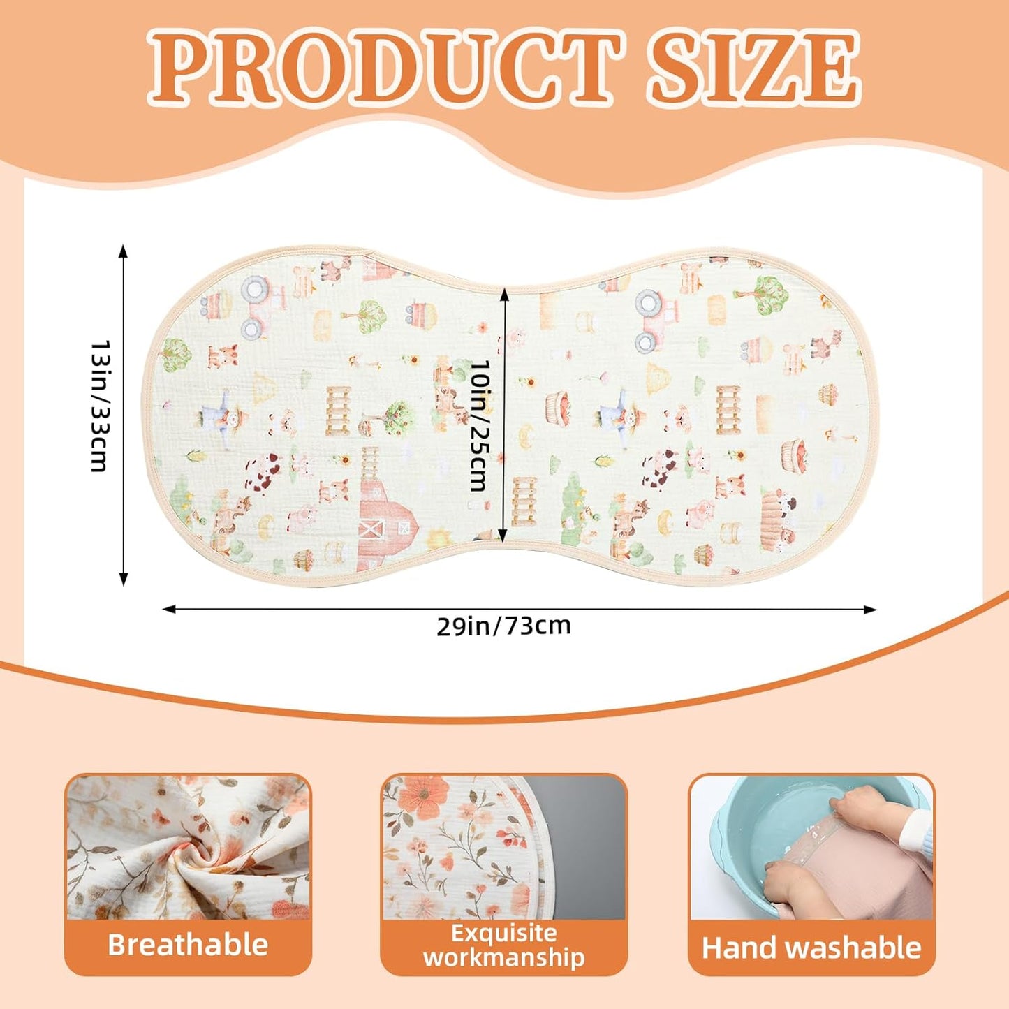 Hahafelt 3 Pcs Changing Pad Liners Fits in Peanut Shape Changing Pad Waterproof Diaper Mats Organic Cotton Peanut Mats are Warm on Baby's Back, Washable Reusable (Starry Style,Multicolor)
