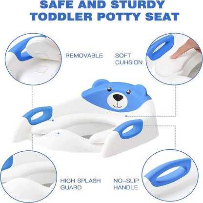Potty Training Seat, SKYROKU Upgrade Toddler Toilet Seat for Kids Boys Girls, 2 in 1 Potty Training Toilet, Splash Guard Anti-Slip Pad Step Stool,New Sector-Shape Stabilized Base (8899+Grey)