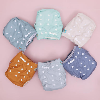 ALVABABY Baby Cloth Diapers 6 Pack with 12 Inserts Cloth Diaper Covers Adjustable Washable Reusable for Baby Girls and Boys