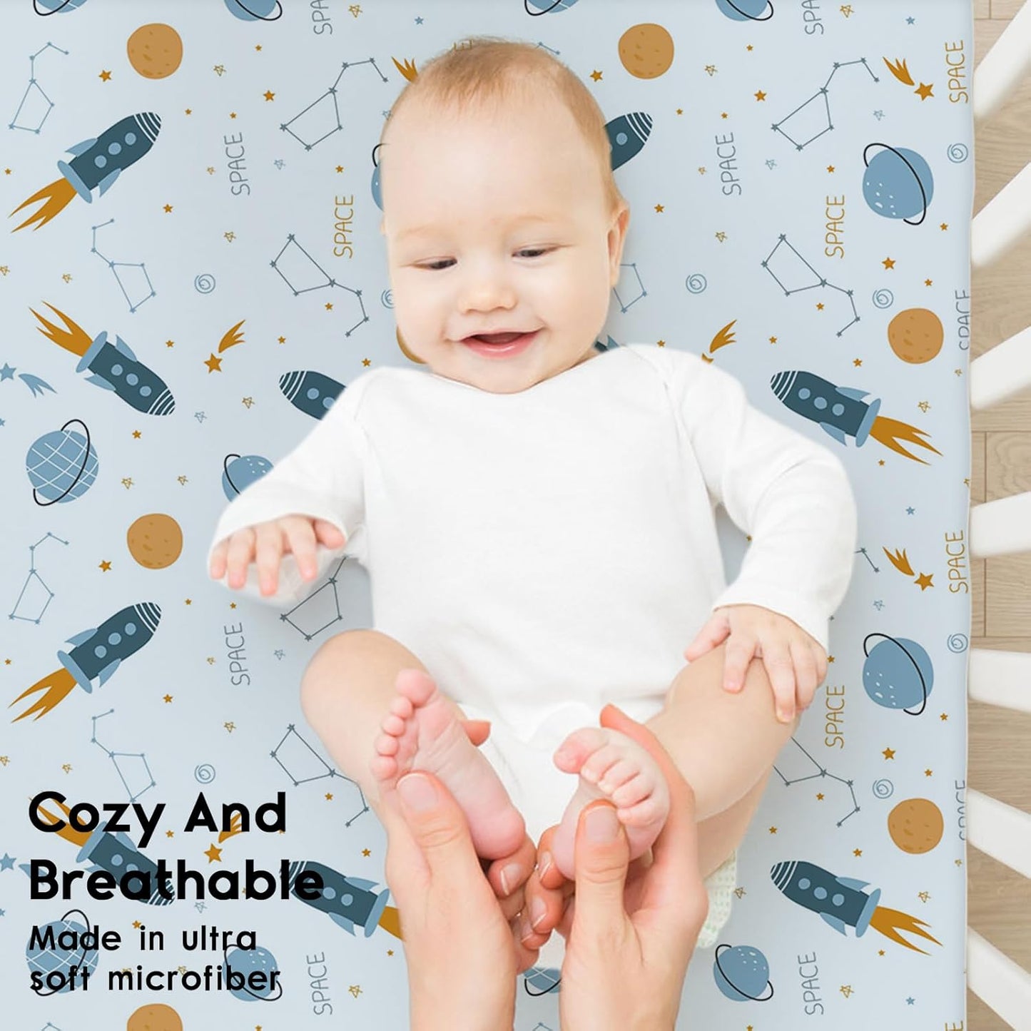 Yoofoss Pack and Play Sheets Fitted, Mini Crib Sheets 2-Pack for Pack N Play Mattress, Stretchy Playard Sheet, Soft and Breathable Green+Giraff