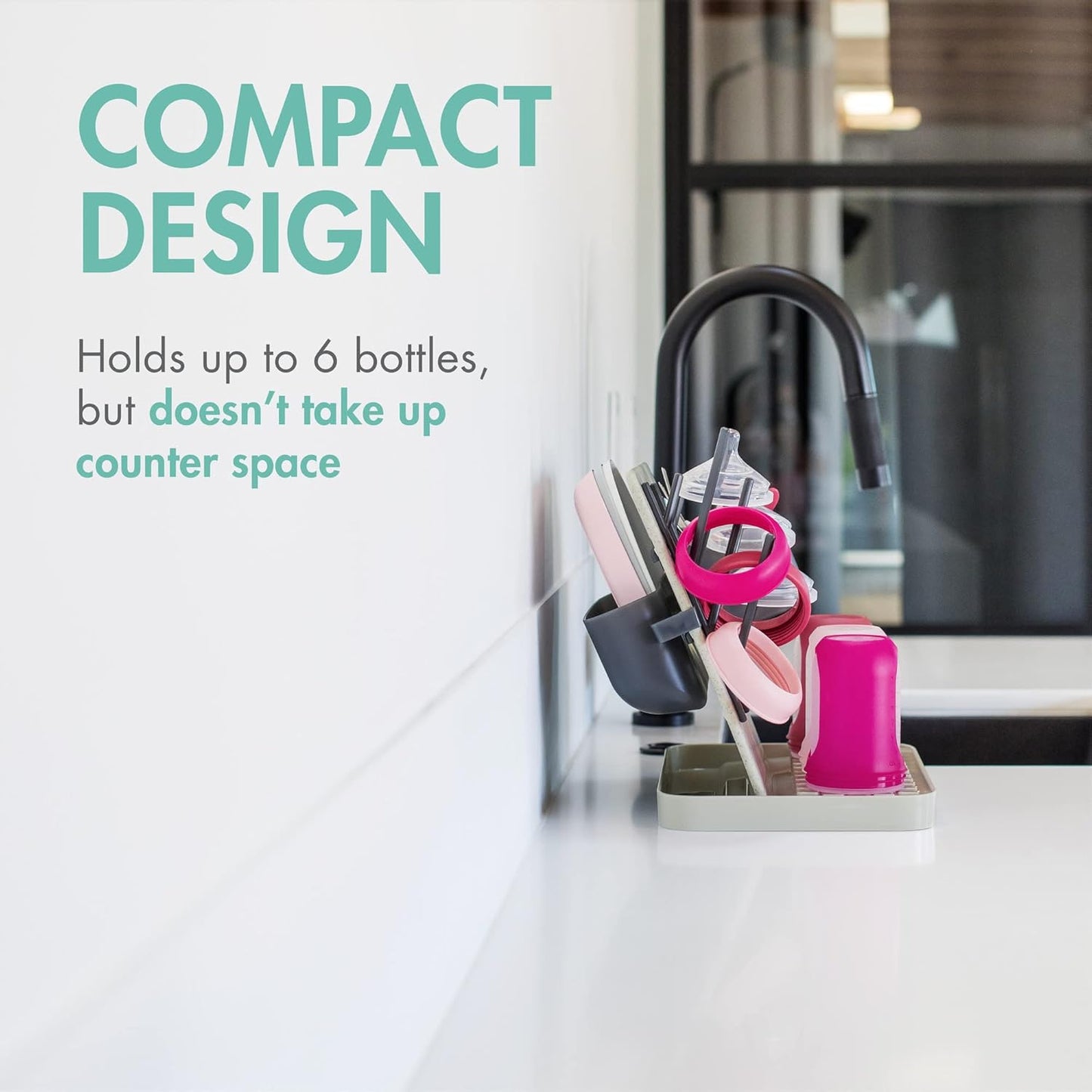 Boon Groove Vertical Baby Bottle Drying Rack - Customizable Drying Rack for Bottles, Toddler Cups, and Baby Accessories - Baby Bottle-Feeding Supplies - Holds 6 Baby Bottles