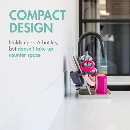 Boon Groove Vertical Baby Bottle Drying Rack - Customizable Drying Rack for Bottles, Toddler Cups, and Baby Accessories - Baby Bottle-Feeding Supplies - Holds 6 Baby Bottles