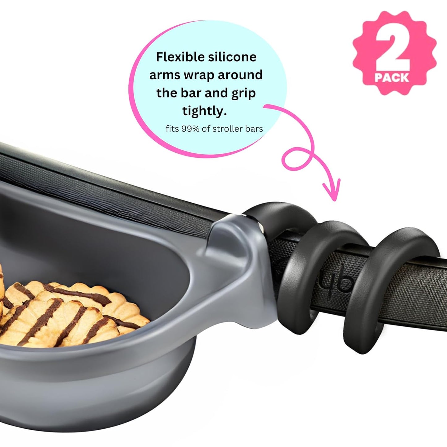 Swanoo Universal Stroller Snack Tray | Compatible With Nuna Mockingbird Bugaboo Uppababy | Stroller Bumper Bar Tray Attachment with Cup Holder | Baby Toddler Disneyland Essentials Stroller Accessories