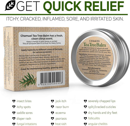 Tea Tree Oil Balm, Itchy Skin Relief for Soothing Rashes, Jock Itch, Athlete’s Foot, Folliculitis, Bug Bites. Natural Formula for Dry Sensitive Skin | Safe for All Ages 1pack