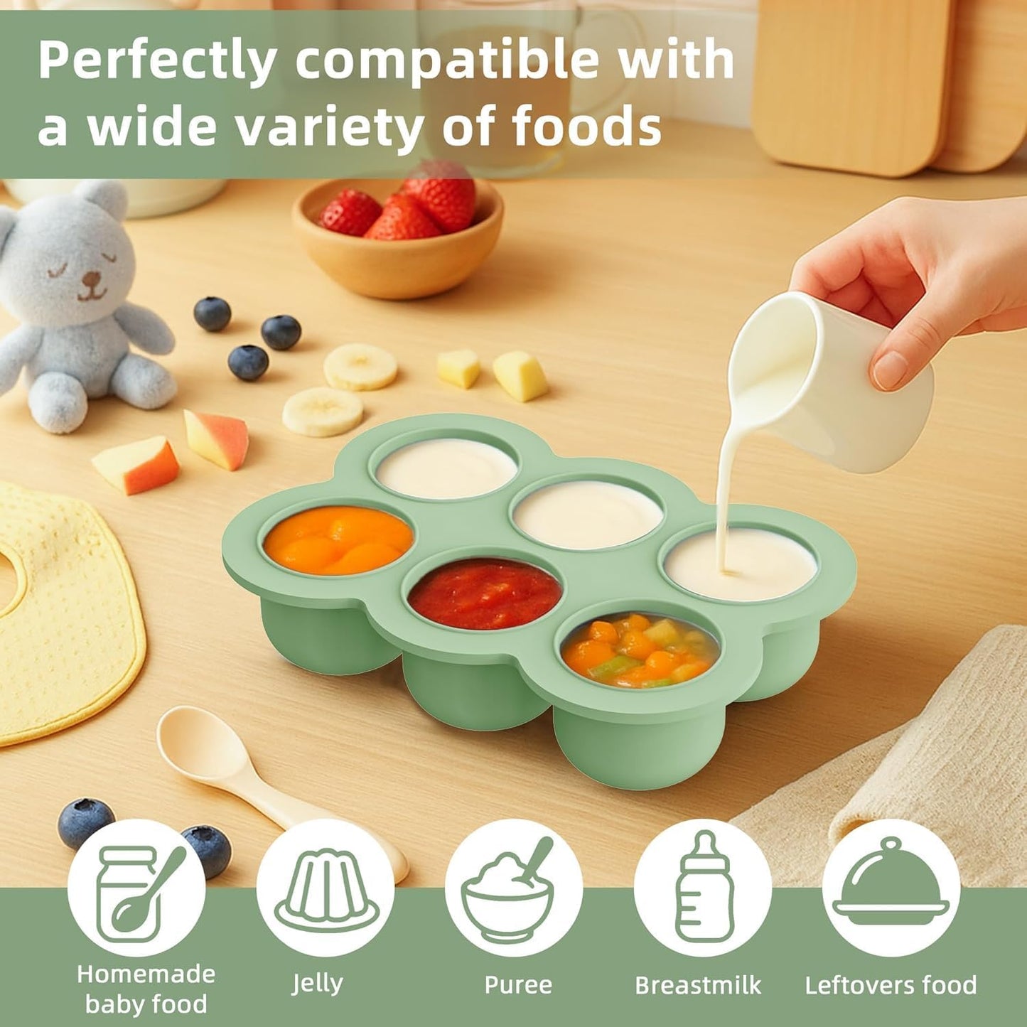 16 Pack Silicone Baby Feeding Set, BPA-Free Baby LED Weaning Supplies, Include Suction Plates, Baby Bowls, Silicone Fork & Spoon, and More, First Stage Baby Food Eating Utensils - 6+ Months(Blue, 16)