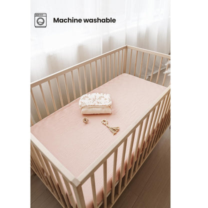 Konssy Muslin Mini Crib Sheets, 100% Soft Cotton Pack and Play Sheets for Pack N Play Mattress, Playard Baby Crib Sheets for Baby Girls (Floral, Pink)