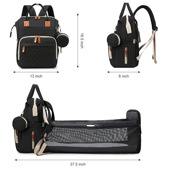 Awanhe Baby Diaper Bag Backpack with Changing Station, Waterproof Bags for Boys & Girls, USB Charging Port, Black